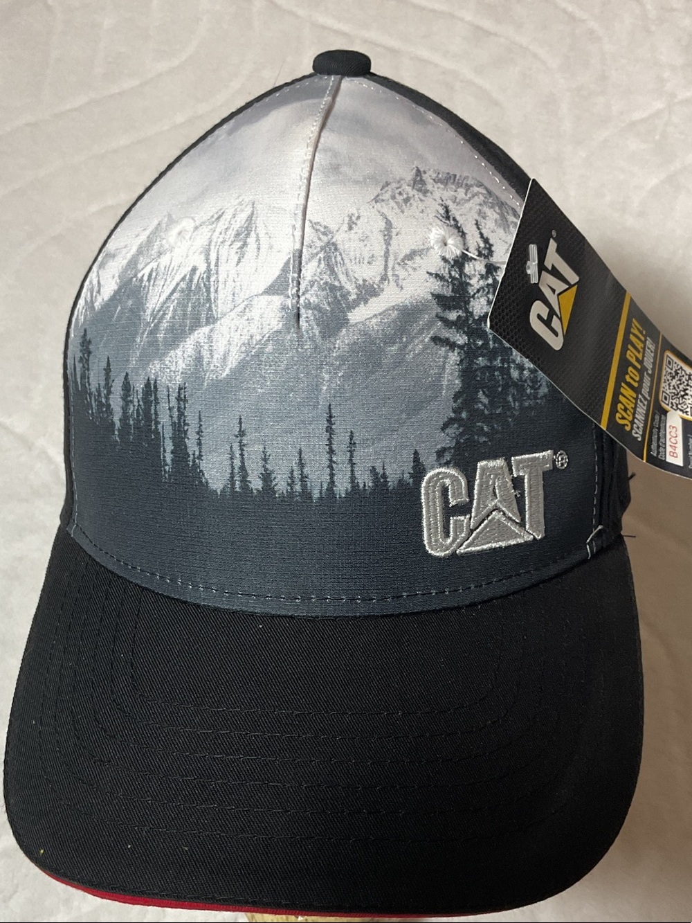 Caterpillar Black & Gray Mountain Scene Cap